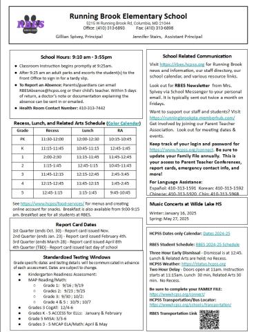 RBES Fridge Sheet 2024-25