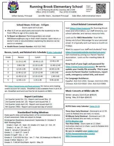 Important Dates Sheet