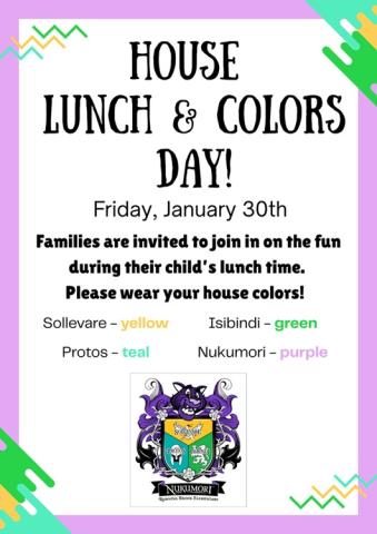 House Lunch Flyer for January 30th